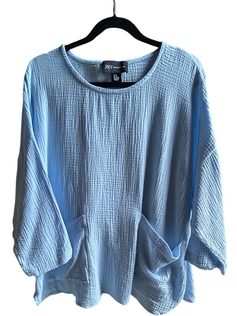 Jones New York Light Blue Cotton Gauze Pocket Tunic Size 1X